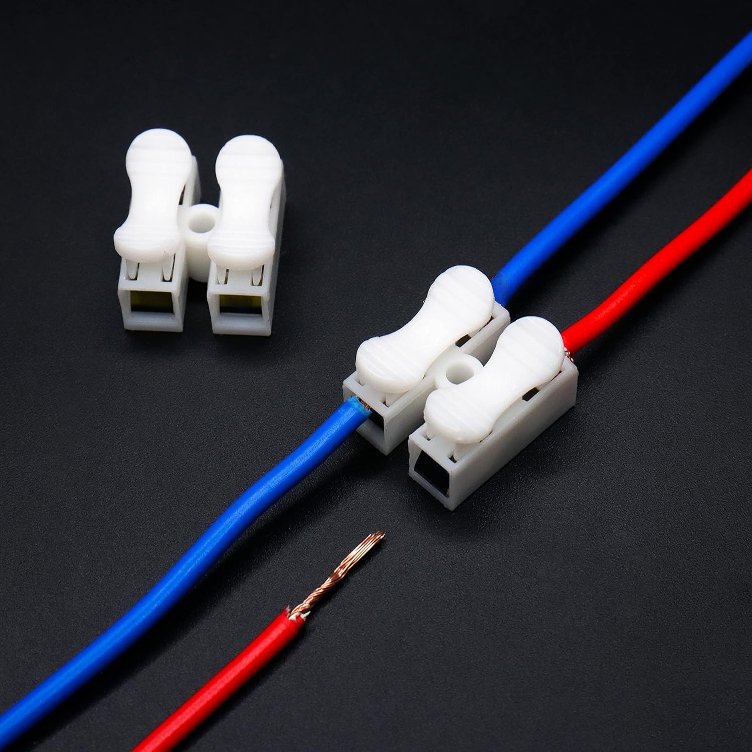 Truvic 2 Pins Electrical Cable Connectors Quick Splice Lock Wire Terminals Push Connector -(White/Copper) Pack Of (50)-image-37