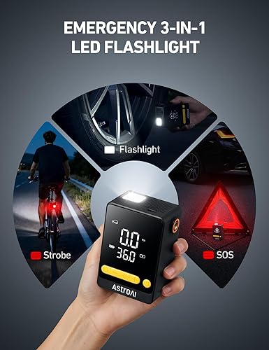Miniatura 9 de AstroAI L10 Mini compresor de aire portátil para inflador de neumáticos, bomba de aire de 150 PSI para neumáticos de automóvil con medidor