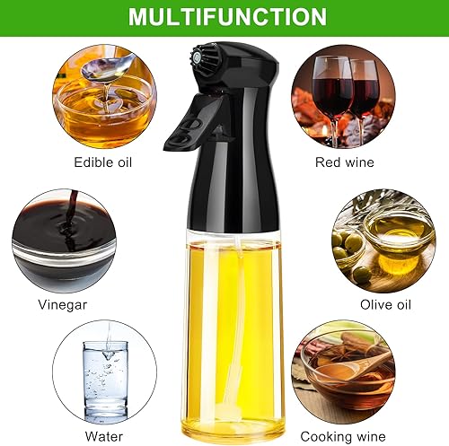 Miniatura 4 de Pulverizador de aceite para cocinar, pulverizador de aceite de oliva, botella de aceite de oliva de 7.1 fl oz, accesorios de cocina para freidora de