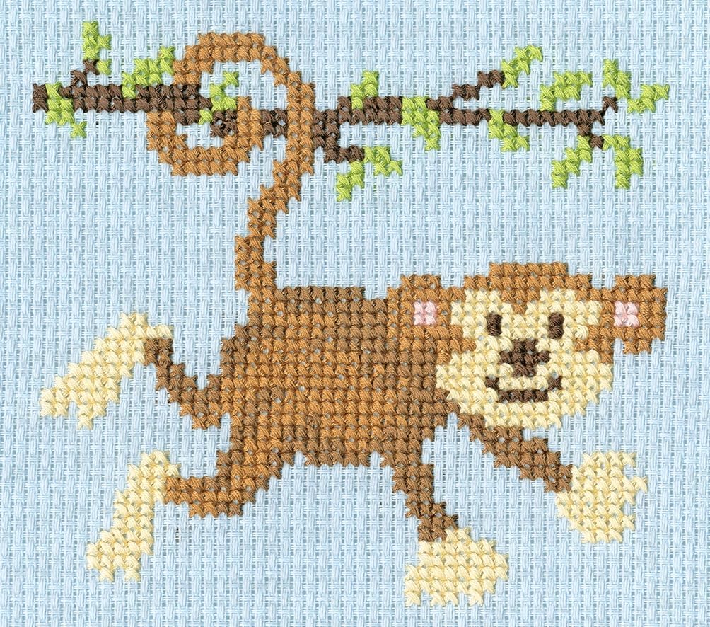 Bothy Threads Little Stitchers Counted Cross Stitch kit - Monkey Mayhem, 17 x 15cm