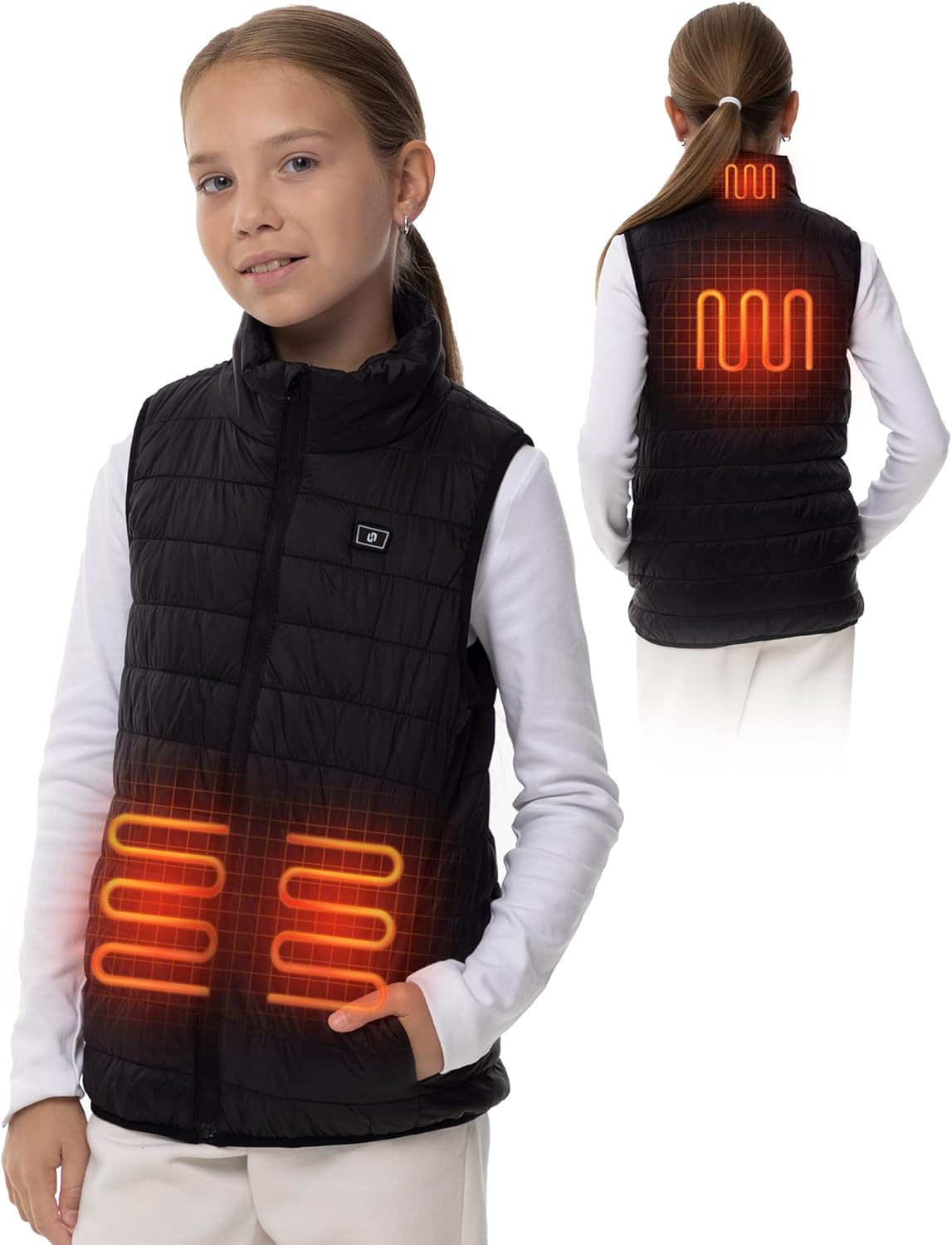 HENNCHEE Kids Heated Vest for Boys Girls Electric Heated Vest with Battery Pack Lightweight Warm Heating Gilet Outdoor