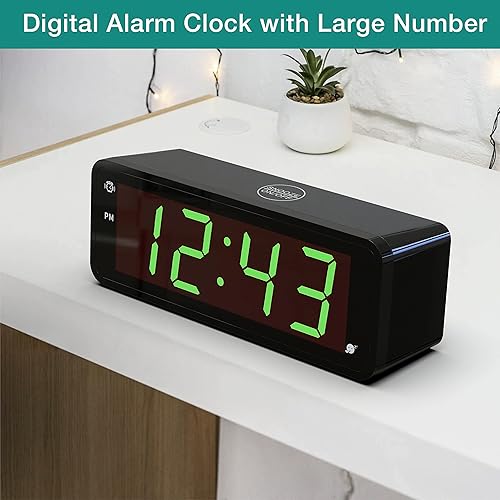 Miniatura 5 de KWANWA Reloj despertador reloj digital pantalla LED de 18 pulgadas claramente visible día y noche 1224 horas reloj para dormitorio reloj despertador