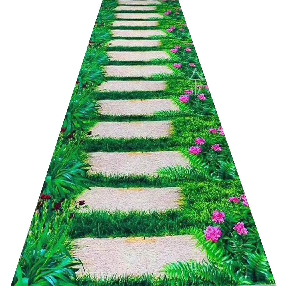 Alfombras de pasillo largo a medida con efecto césped 3D para pasillos y hoteles 0.8x2m