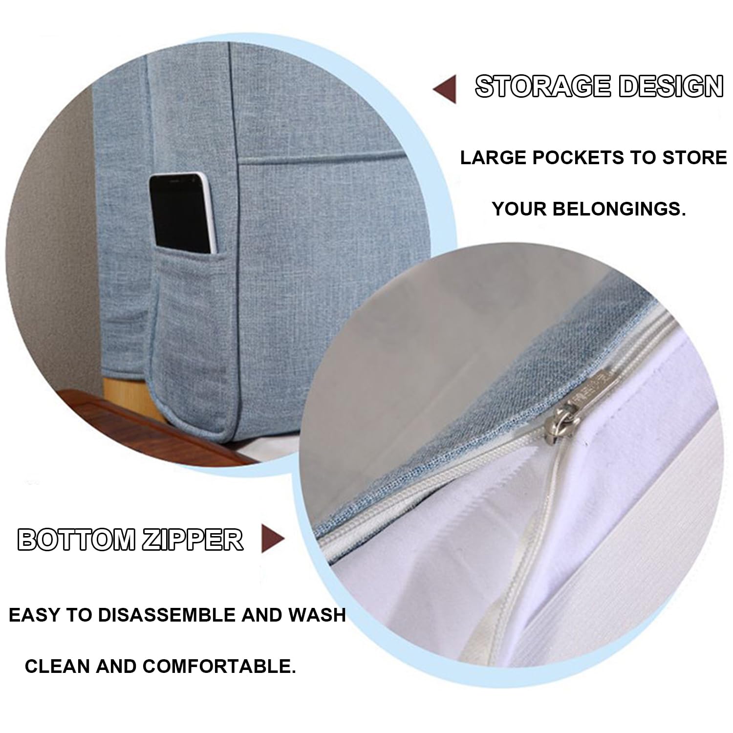 (FR:Tête de lit capitonnée en Lin, tête de lit capitonnée à Fixation Murale, tête de lit épaisse, Dossier de lit, Coussin de Chevet Amovible pour Chambre à Coucher, Tatami, Gris, Chevet 35