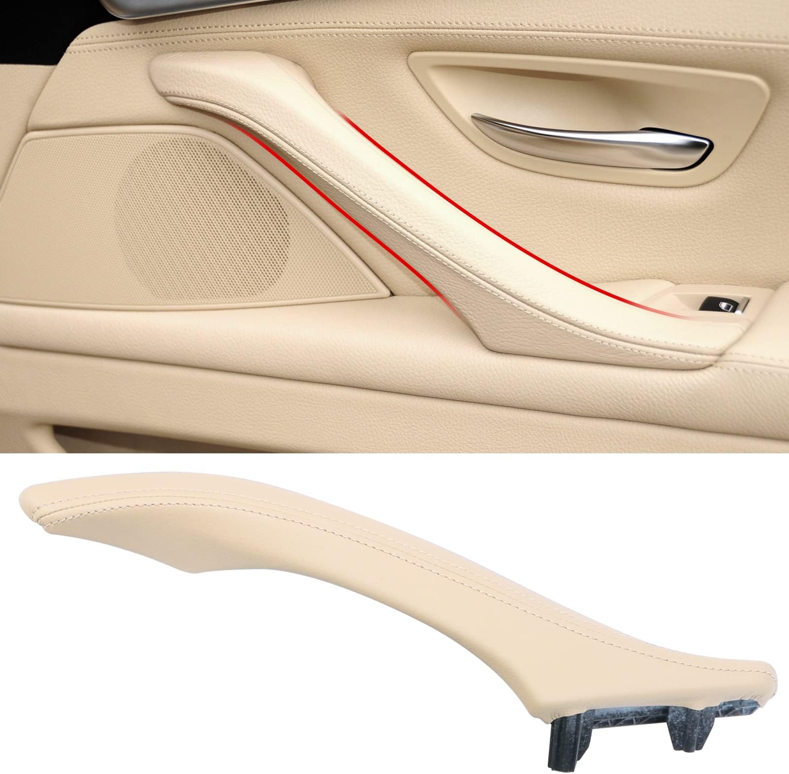 Compatible with BMW 5 Series F10 F11 Door Handle Outer Cover,Right Side Passenger Leather Door Handle Outer Cover Replacement Compatible with BMW 520 523 525 528 535 2010-2016