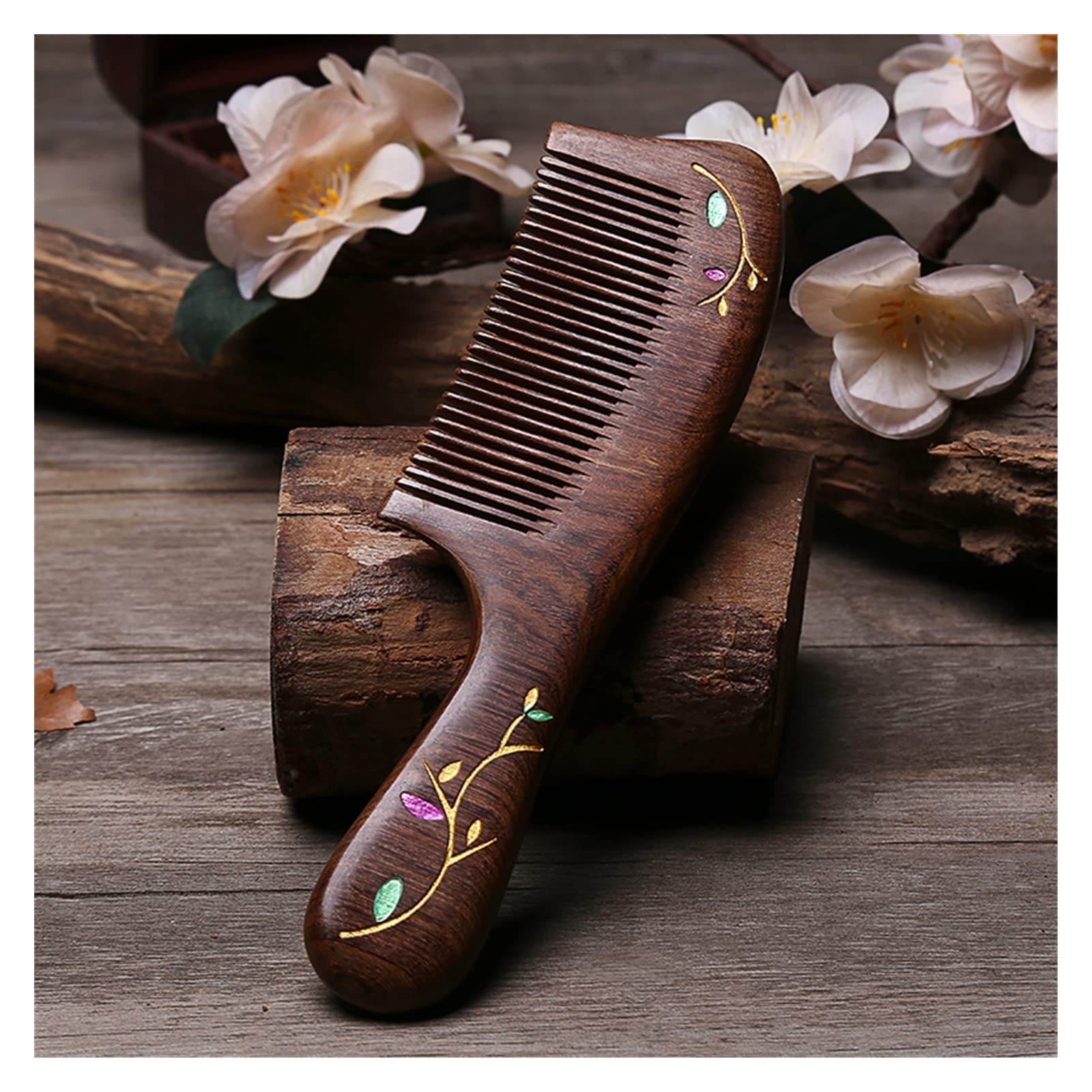 1pcs natürlicher Sandelholzkamm Haarkammgriff Kämme Reisen Haarwerkzeuge for Frauen Geschenk Haarstyling -Werkzeuge (Color : 2)