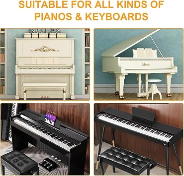 Removable Piano Keyboard Note Labels Piano Notes Guide Labels Silicone, Washable Piano Notes Overlay Strips, Reusable 88 Key Full Size Piano Keyboard Note Labels No Need Stickers(Rainbow Color)