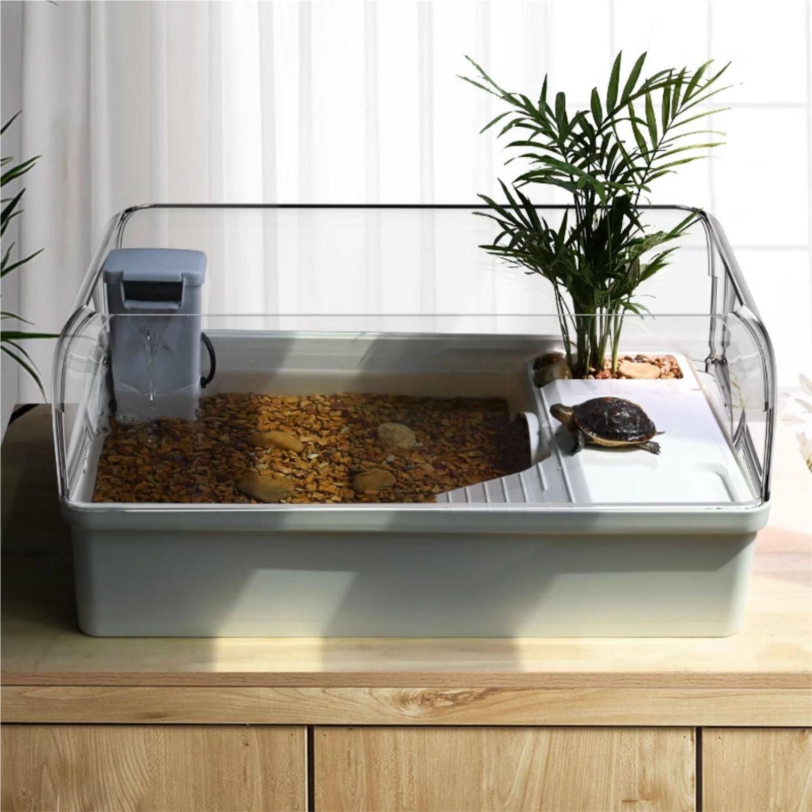 Siedlisko terrarium Hodowla żółwi brazylijskich w domu za pomocą platformy do suszenia na słońcu i zbiornika dla Terrarium akwariowe(Bare box)