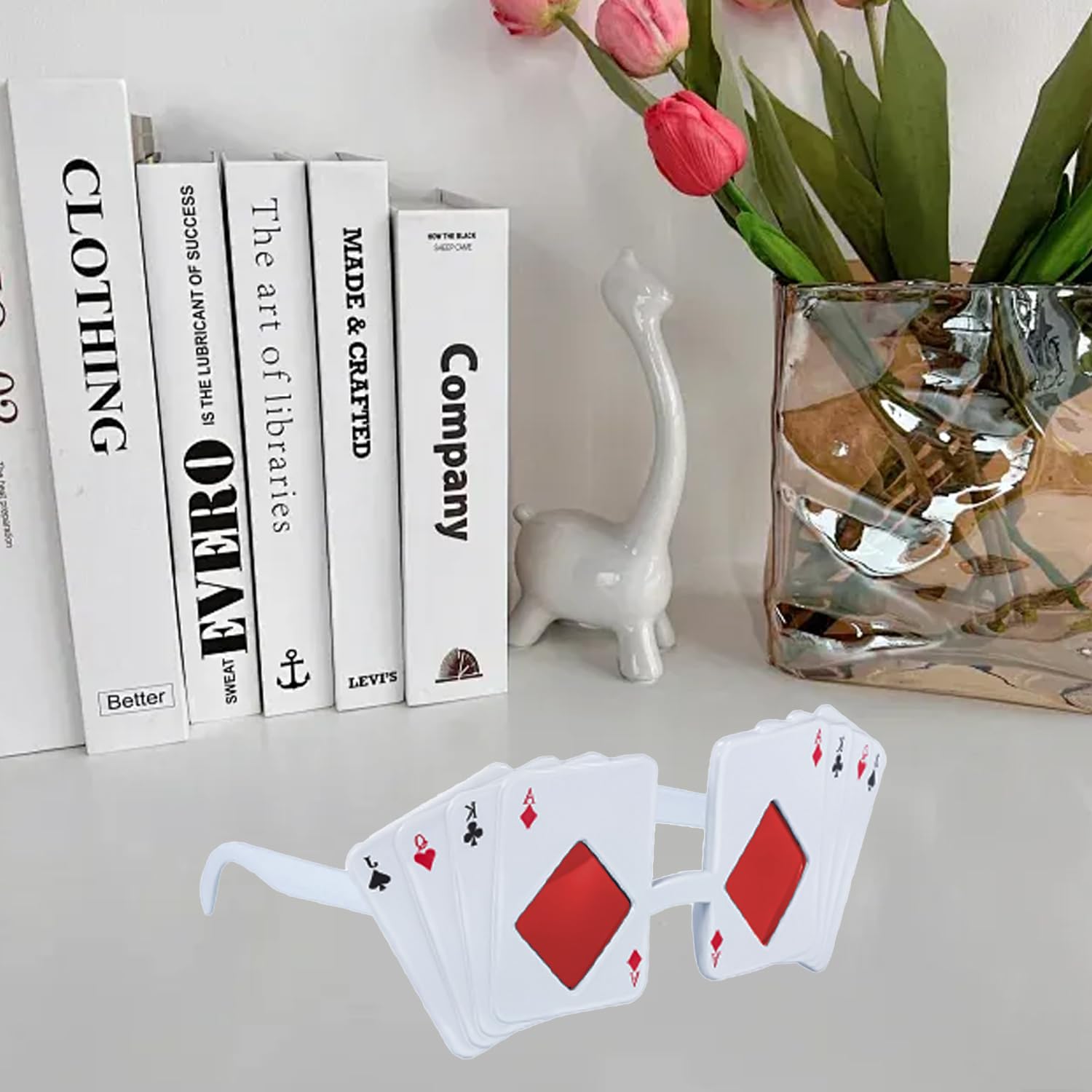NAUZE 2Pieces Poker Cards Sunglasses Novelty Kids Adult Queen Aces King Sunglasses Playing Card Party Supplies for Halloween Casinos Accessories - Image 3