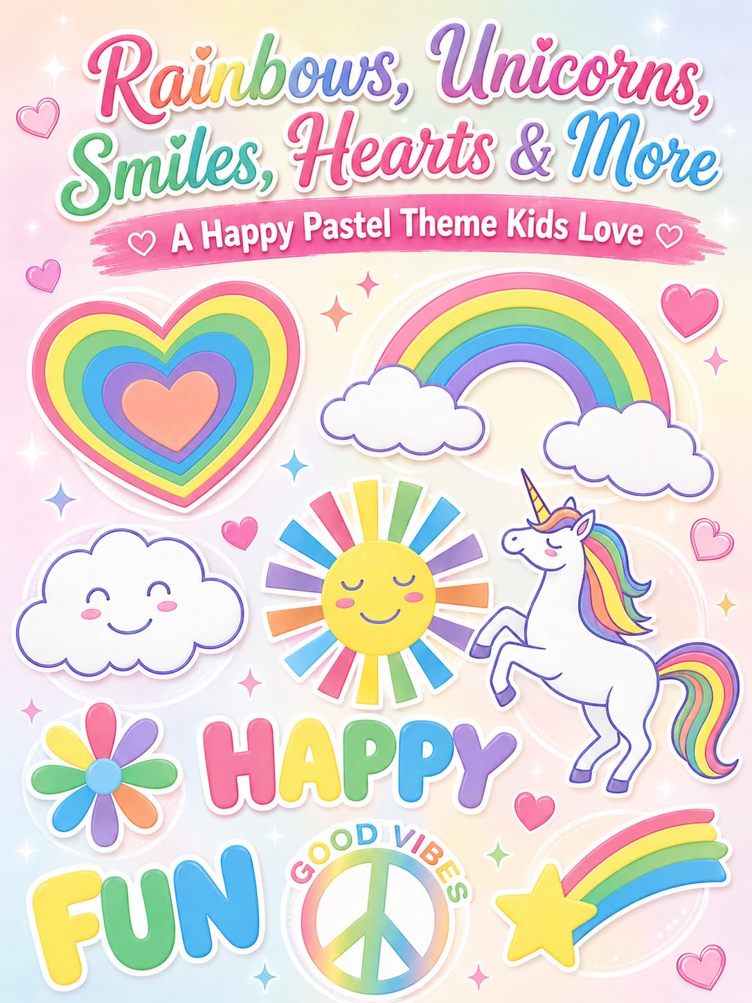 Rainbow Temporary Tattoos for Kids - 88 Cute Designs, Unicorn Birthday Party Favors, Goodie Bag Fillers, Baby Shower Supplies, Waterproof Fake Tattoos (88) image 3