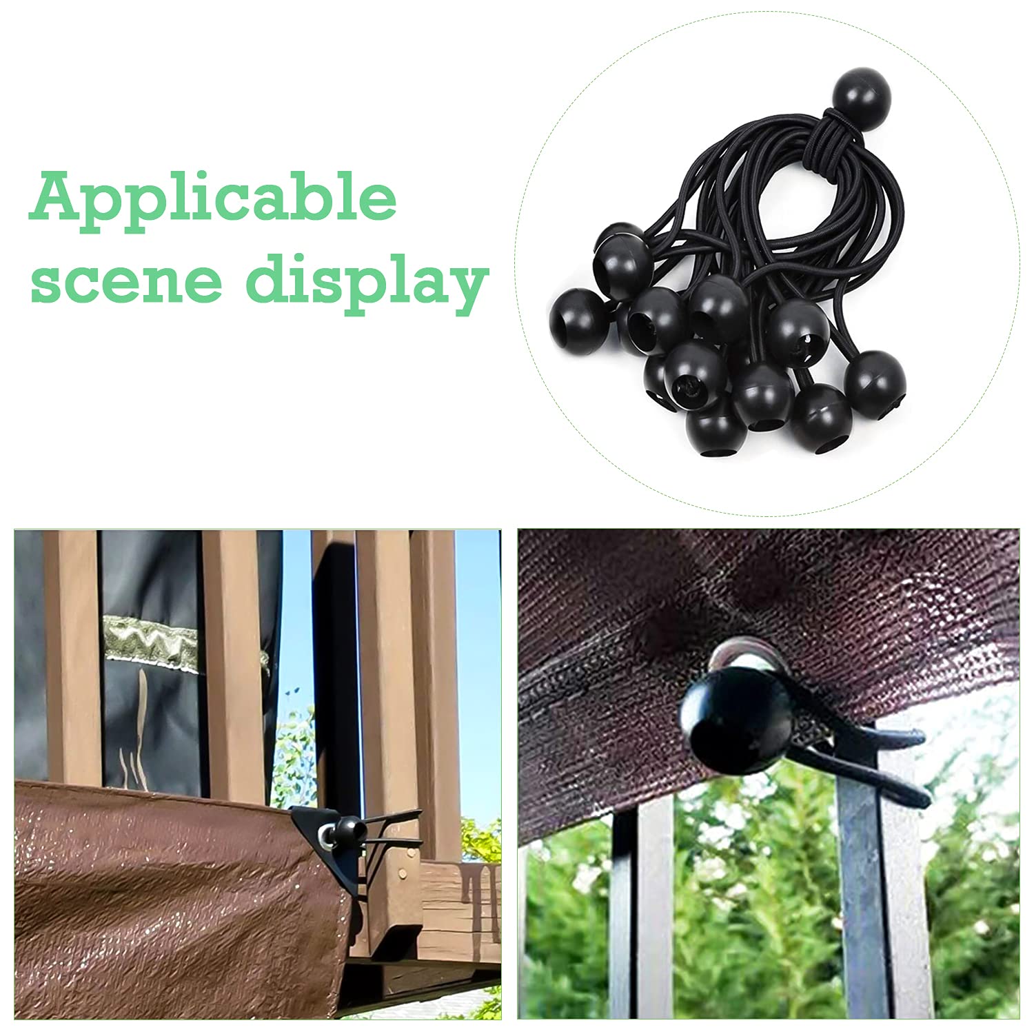 Lot 30 Tendeurs Élastiques Boules 150mm Et 200mm - Noir Pour Bâches Tentes Camping