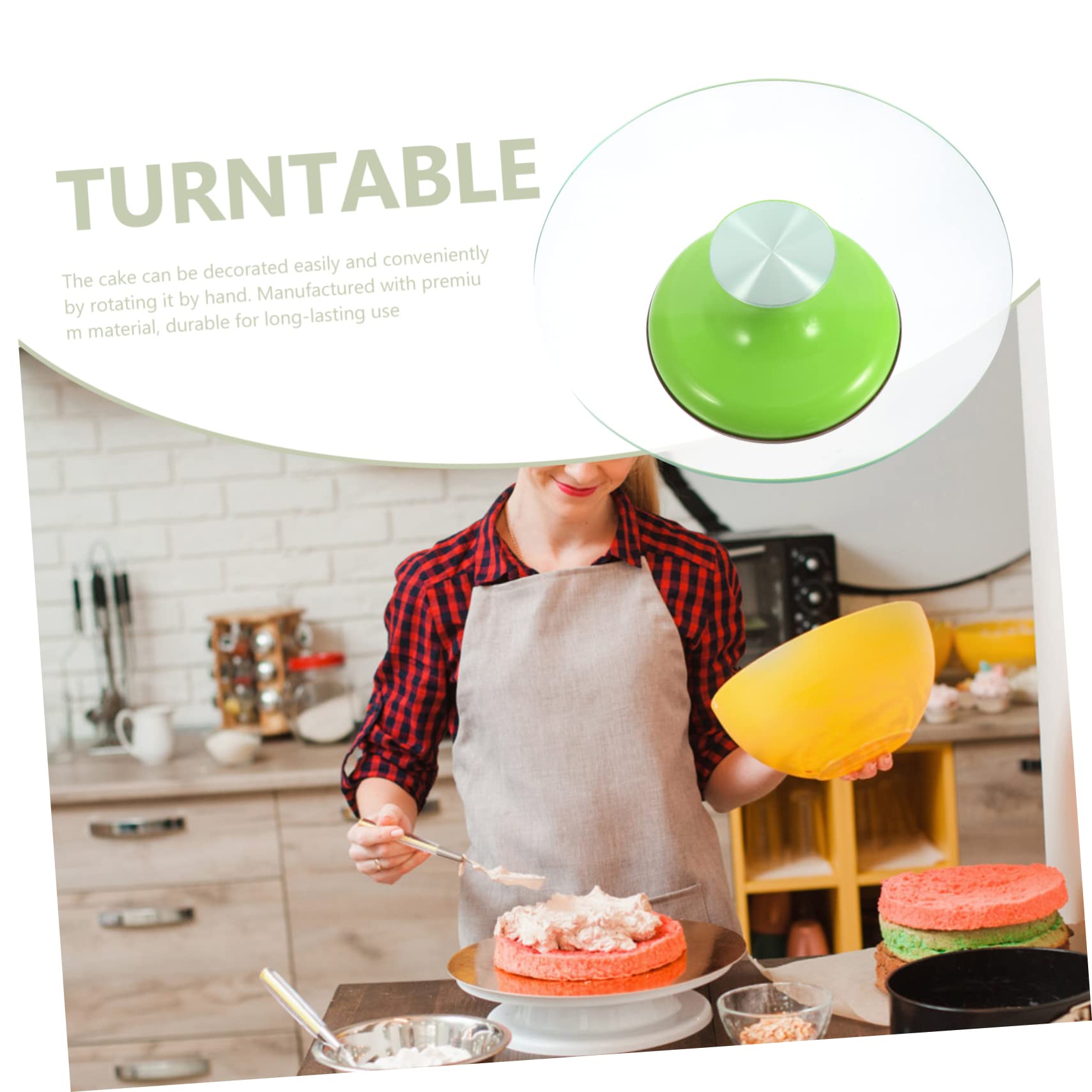 Plataforma Giratoria para Pasteles de Vidrio Templado 12 Pulgadas Verde