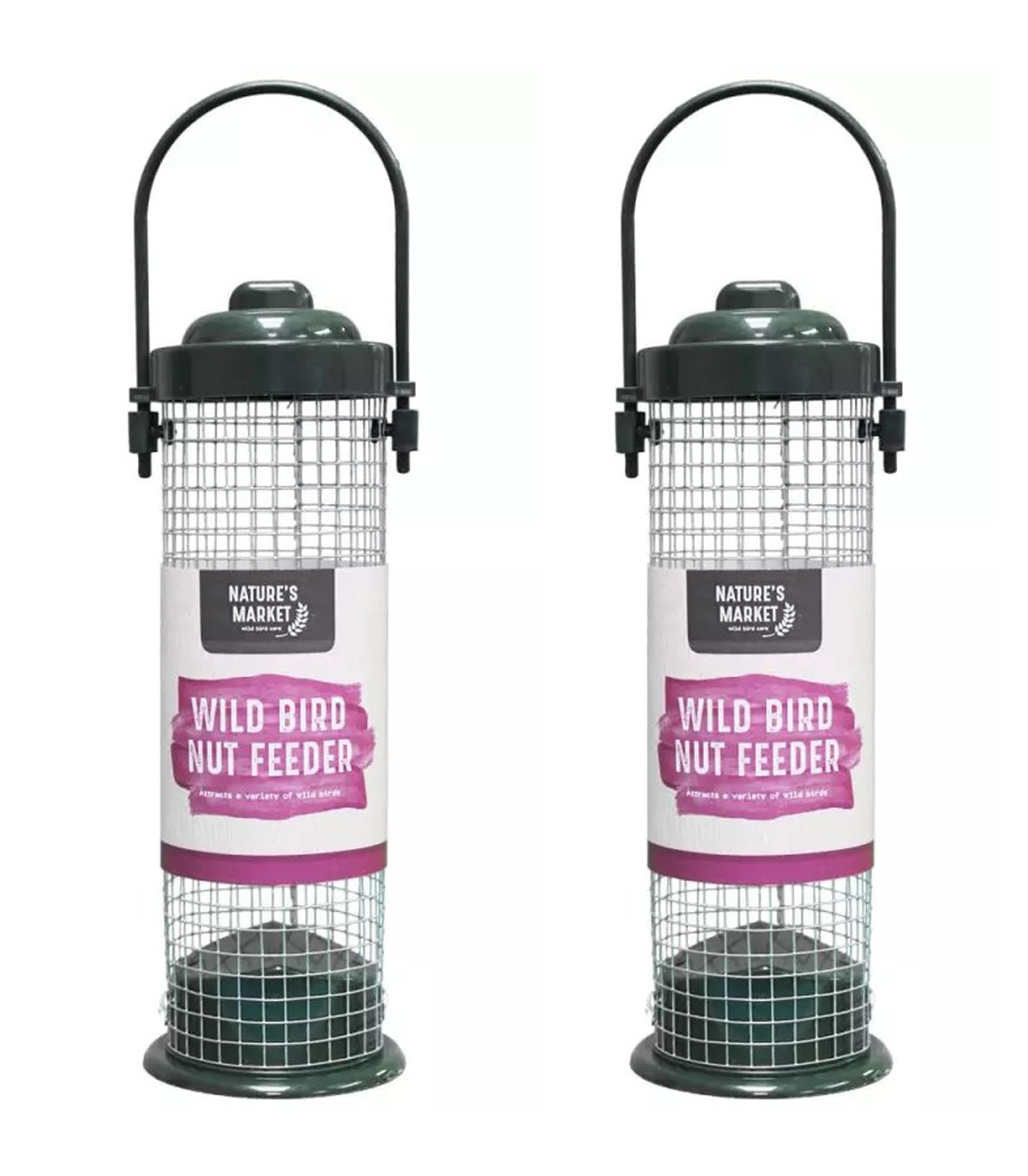 2 x Hanging Bird Feeders Seed Nut Fat Ball Easy Fill Garden Feeding Stations Nut Feeder
