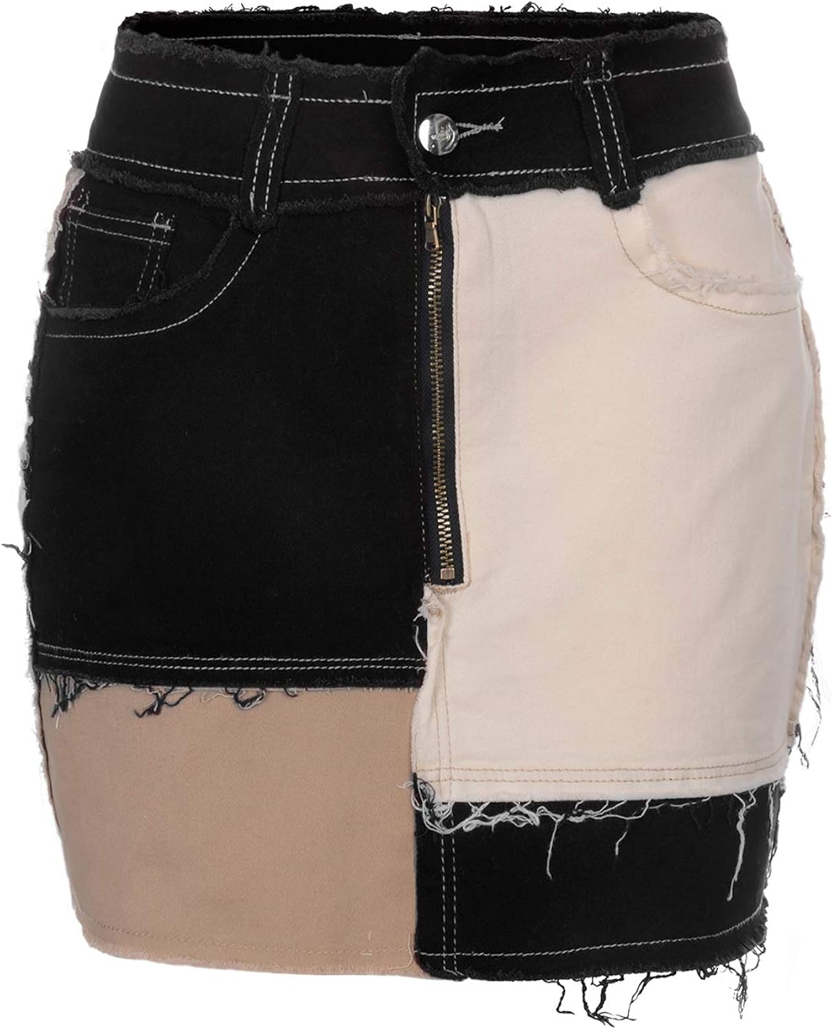 Color block jean skirt Clearance