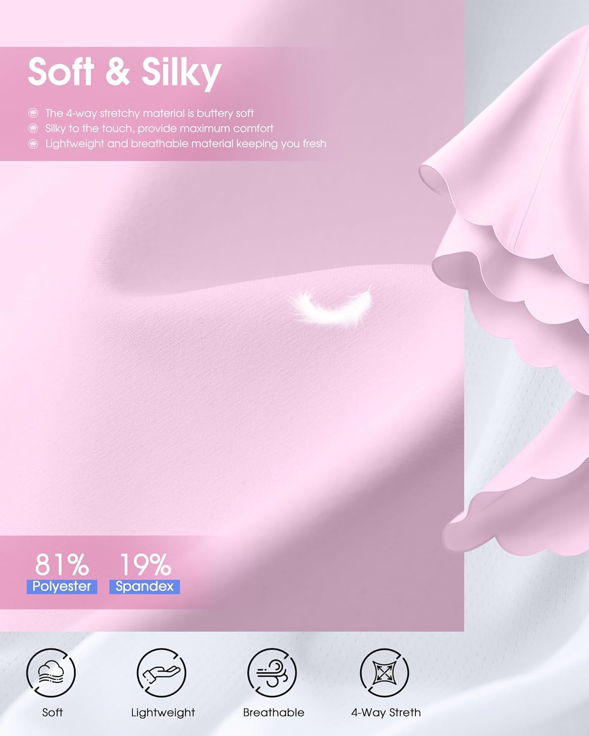 Viodia 18" Skorts for Woman with Scalloped Hem High Waisted Golf Tennis Women Skort Skirts with Pockets Dressy Casual - Image 5