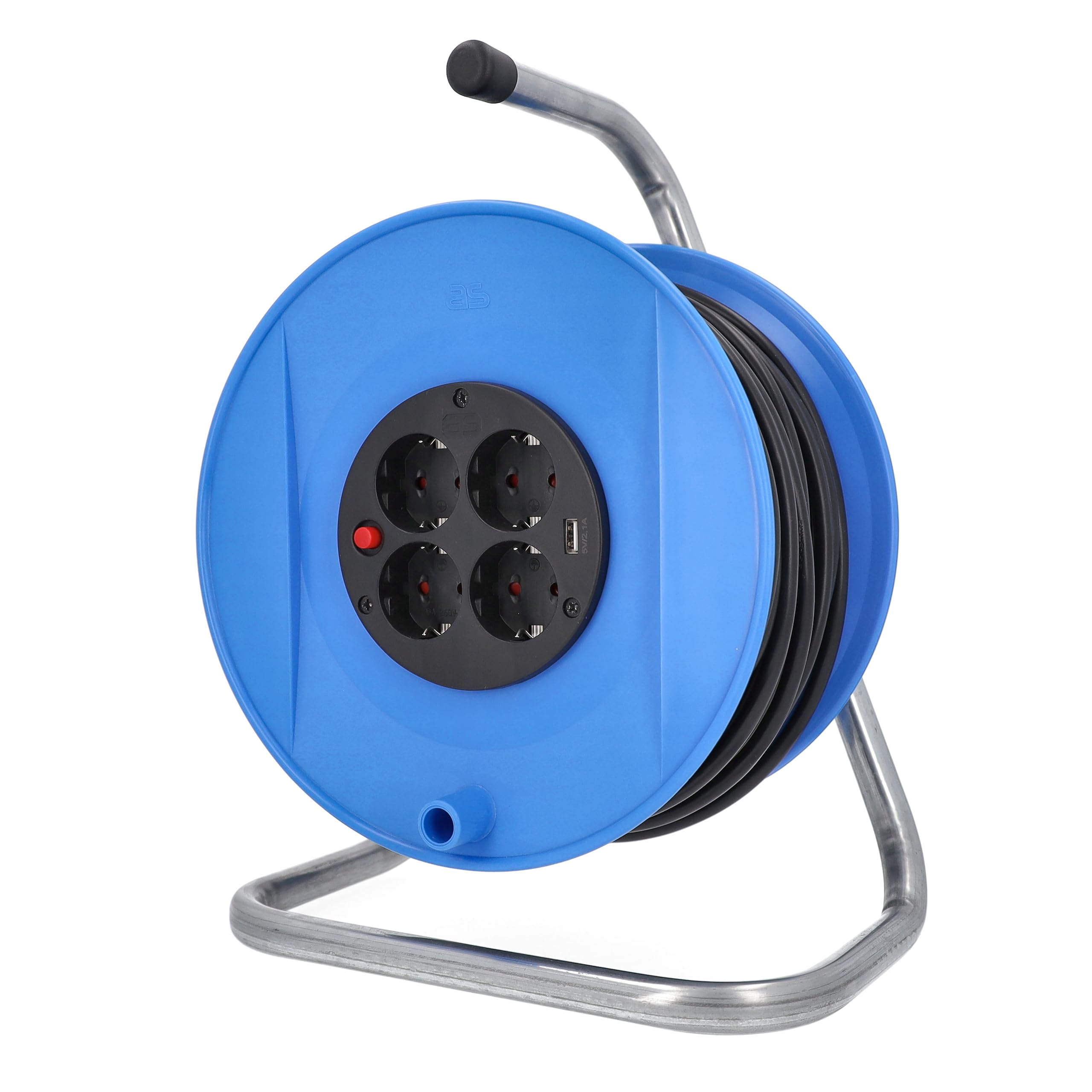 Enrollacables 50 m para interiores as - Schwabe con 4 tomas de corriente y USB