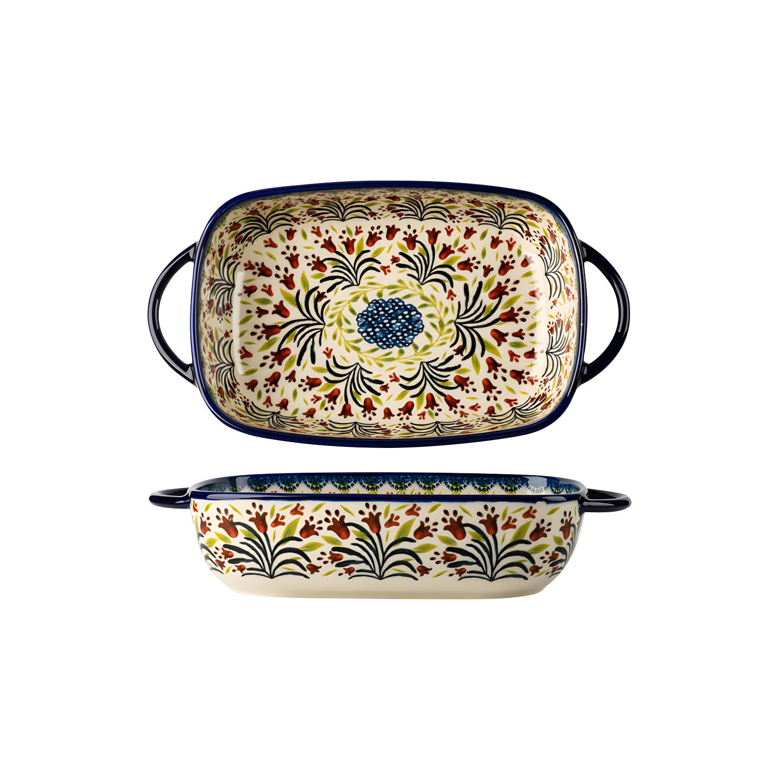 Buxuaaaa Ceramic Roasting Extent with Double Pulls Firm Hold Excellent for Party Serving and Oven Cooking Elegant Bake