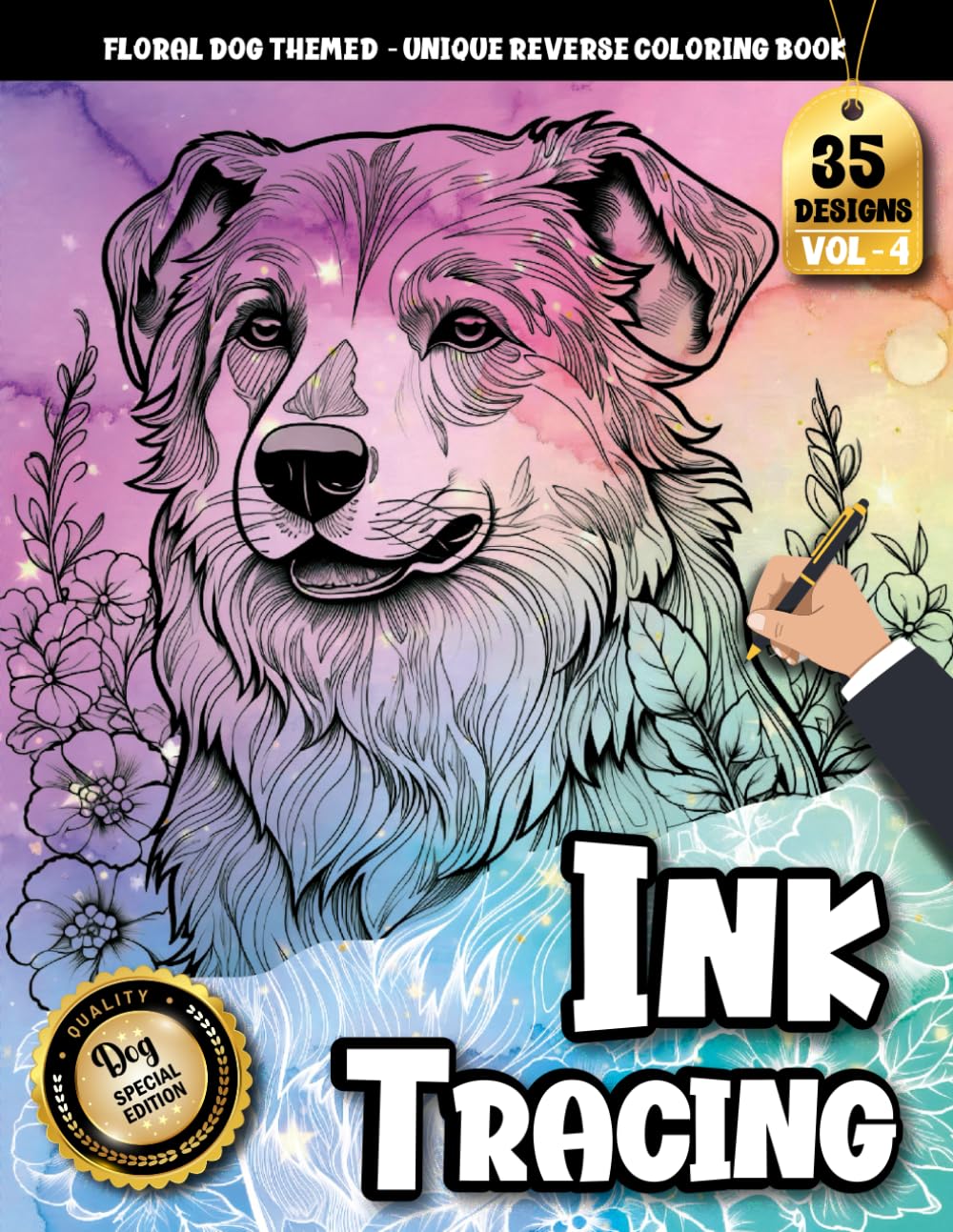 Ink Tracing Book For Adults: Detailed Floral Dog Illustrations With Outline Pages for Focused Tracing and stress relief (Floral Dog Tracing Series)