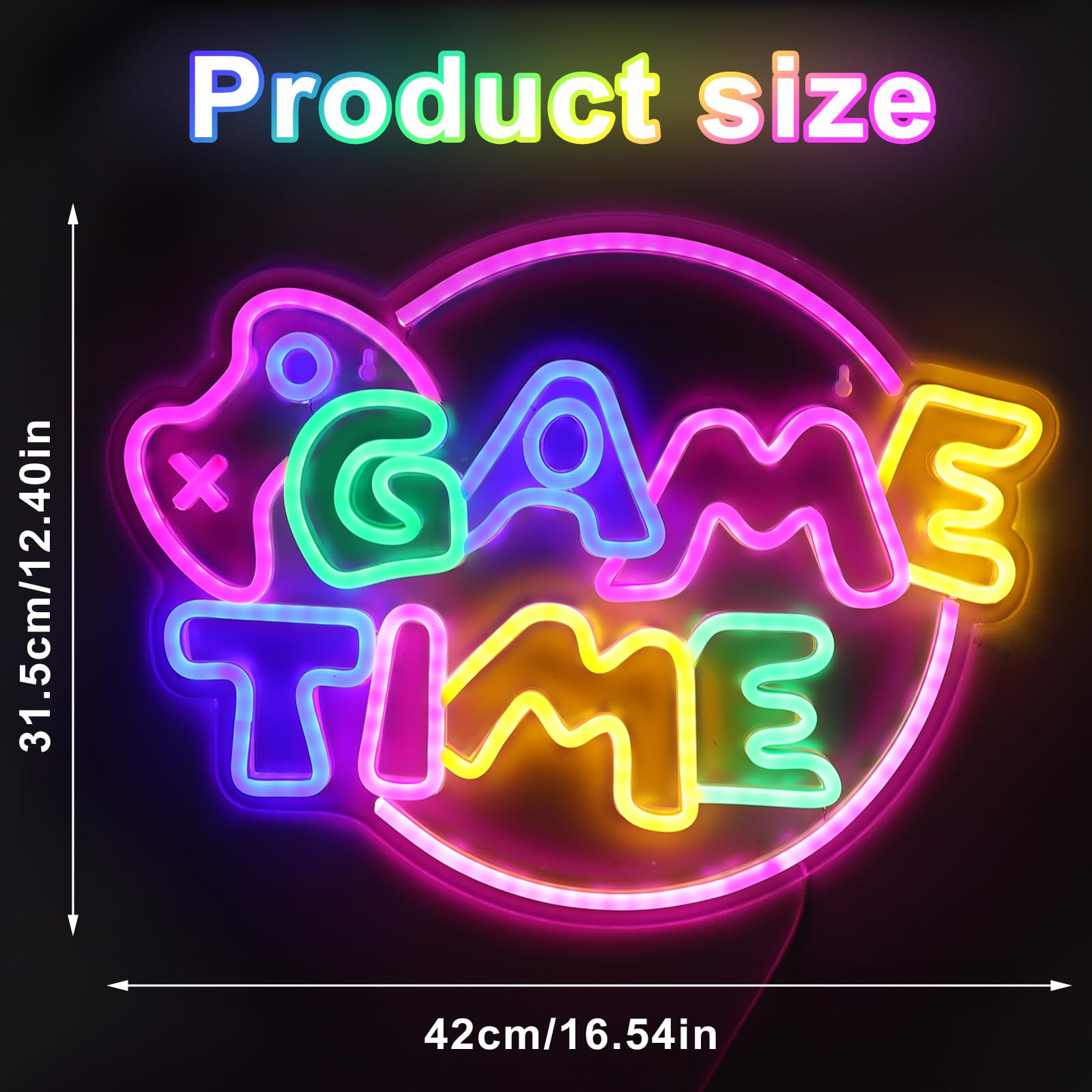 Game Time Neon Sign Game Room, Party, Bar, Boys Bedroom Wall USB Neon Decorations, Gifts For Gamers, Teens, Friends(16.5 * 12.6 inches)