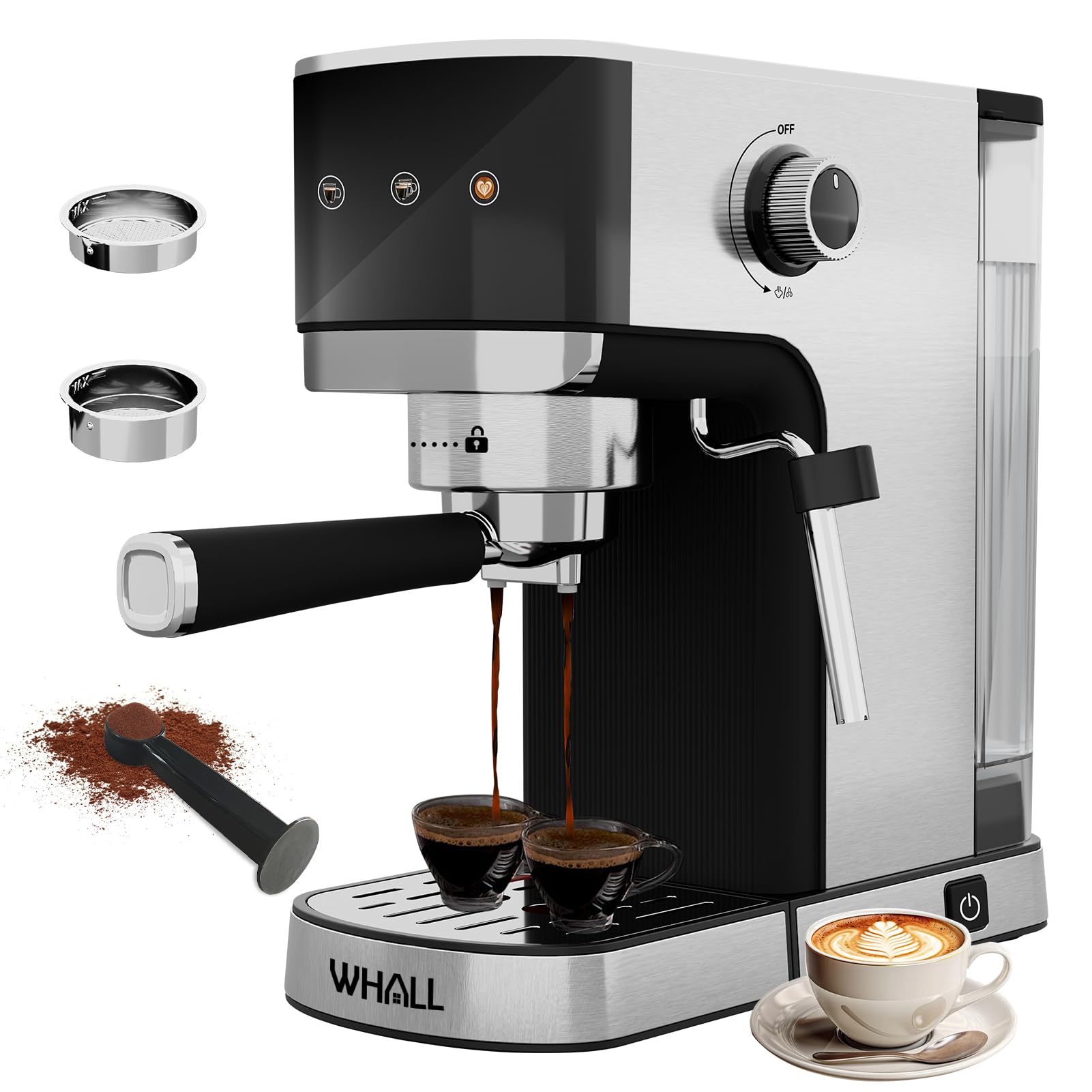 whall Touchscreen Espresso Machine 20 Bar?Espresso Coffee Maker with Milk Frother Steam Wand, Stainless Steel Coffee Machine with Removable Water Tank New