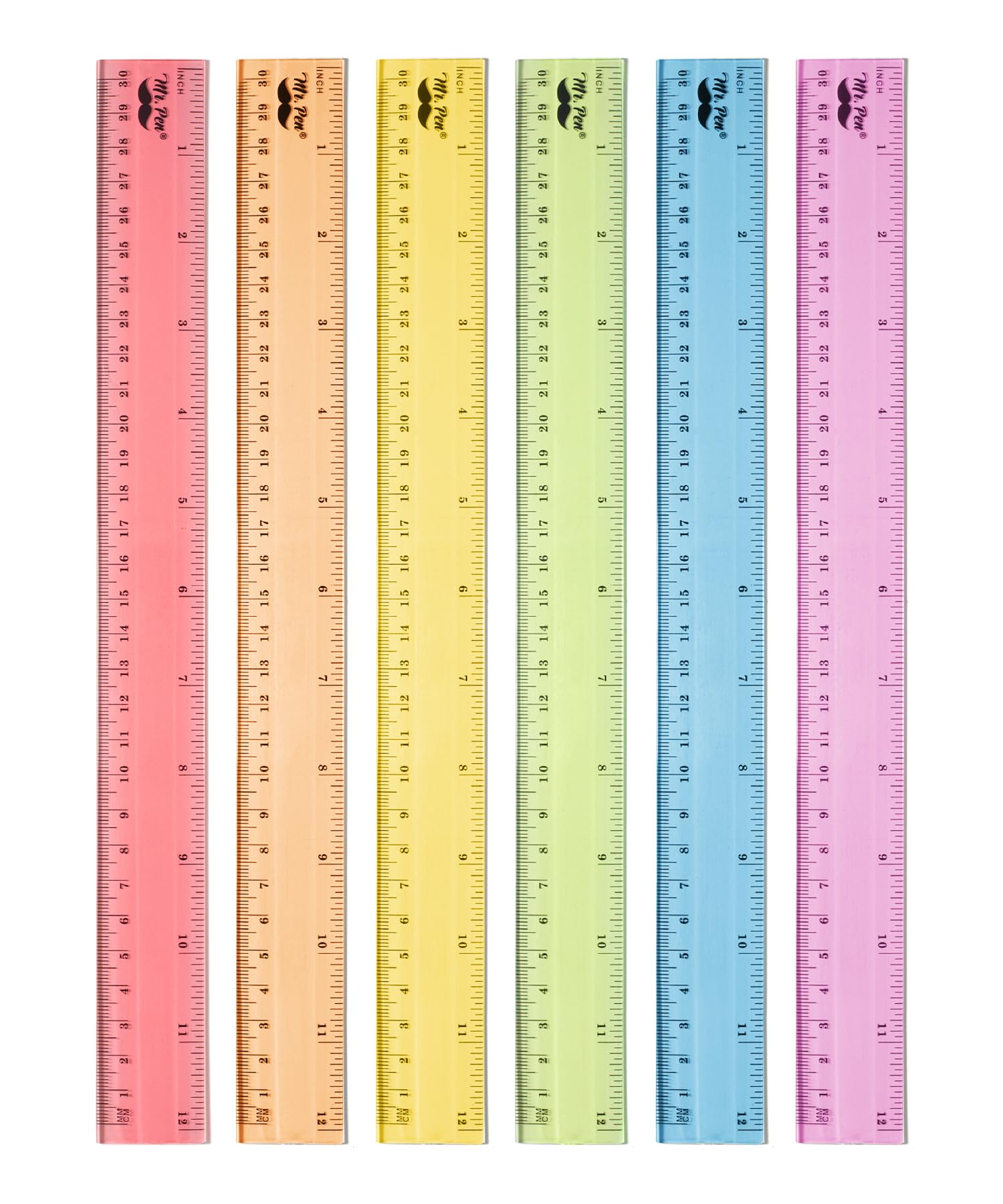 Photo 1 of Mr. Pen- Plastic Ruler Set, 6 Pack, 12 Inch, Pastel Colors