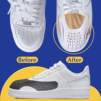 KHG Crease Protector Shoe Guard for Sneakers: Air Force Jordans Dunks, 2 Pairs Anti Crease Shoe Protector for Men Women Kids, Black + White, Large (Men' s 8.5-14)