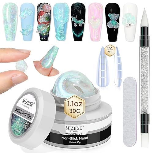 MIZHSE Mermaid Aurora Solid Builder Gel, 1oz Hard Gel for