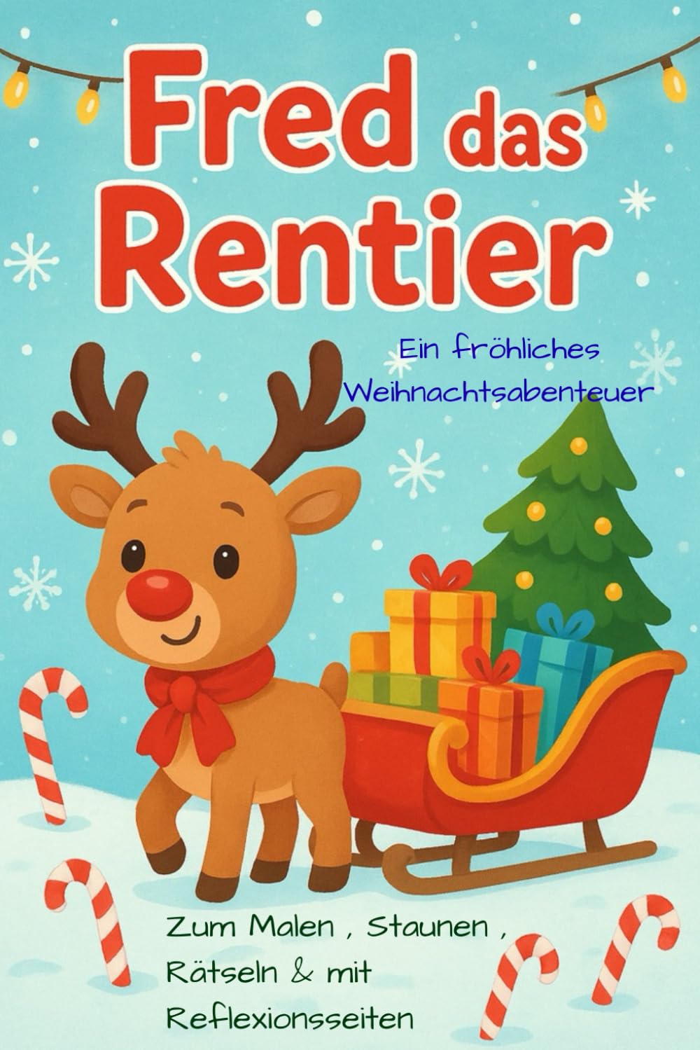 Fred das Rentier: Ein fröhliches Winterabendteuer , Zum Malen , Staunen , Rätseln & mit Reflexionsseiten
