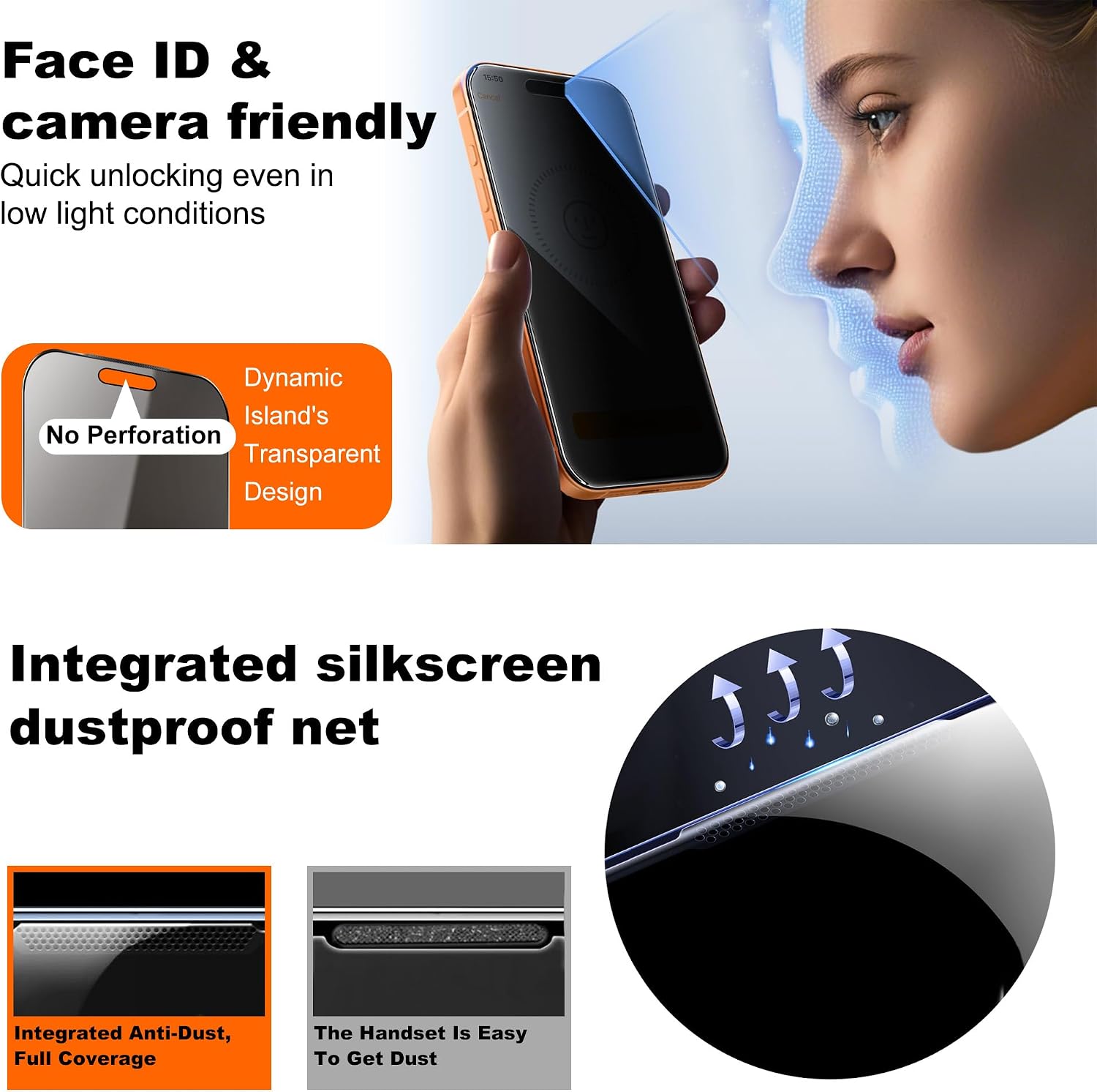 2-Pack 360° 4-Way Anti-Spy Privacy Screen Protector Tempered Glass, Shatterproof, Scratch-Resistant, with Easy Mounting Frame (for iPhone 17 Pro Max)