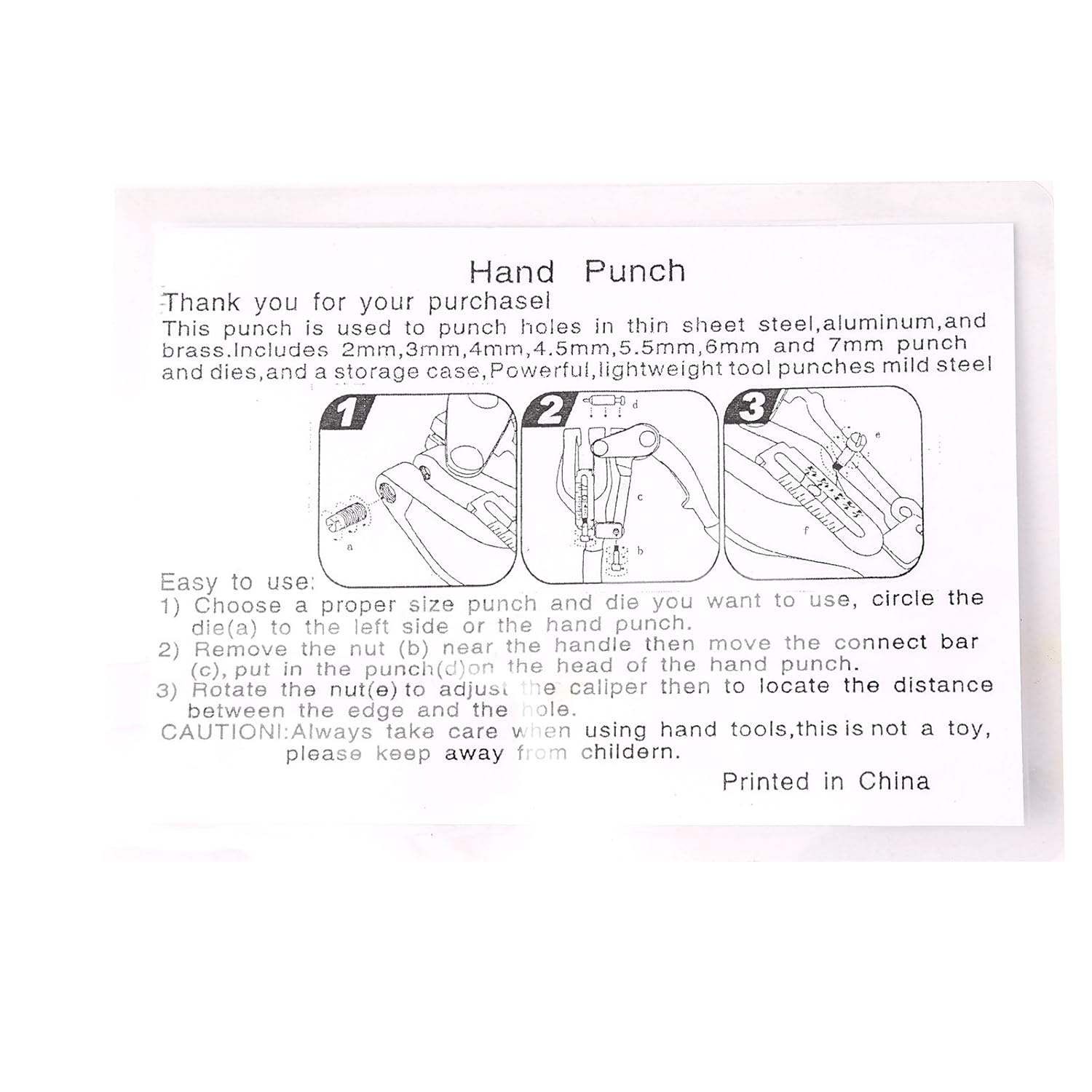 Hand Held Power Punch Sheet Metal Hole Punch Kit Compound Leverage