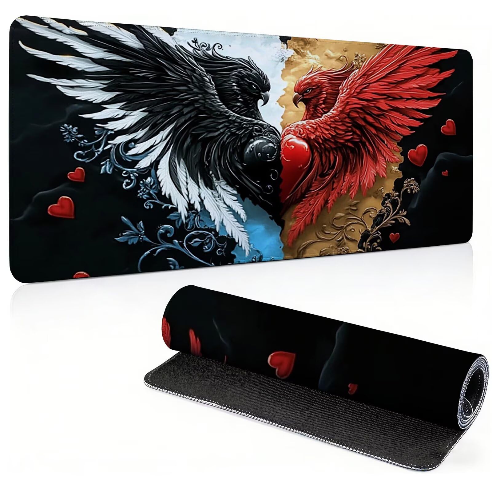 Tappetino Mouse Gaming, 1200x600mm Tappetino Mouse XXL nero 0c0-315 | Mouse Pad Grande, Ottimizzato per i Sensori da Gioco, Migliora Precisione e Velocità, per Mac e PC, rosso
