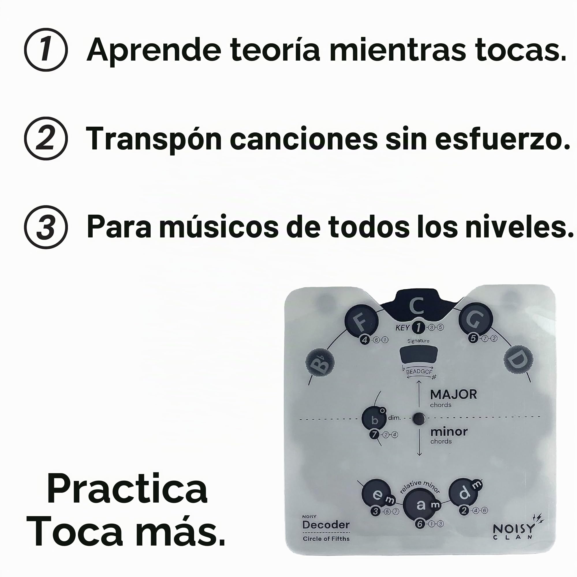 Circle of Fifths - Herramienta de rueda con soporte integrado, herramienta de aprendizaje de música para el regreso a clases, acordes de teoría musical y decodificador de teclas para todos