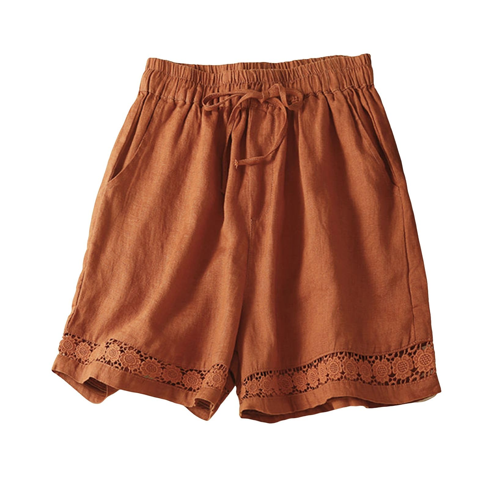 Generic Shorts Mujer Lentejuelas Fino de Verano para Mujer, Pantalones Casuales con Cintura elástica de Encaje Hueco Retro Shorts Cortos Mujer