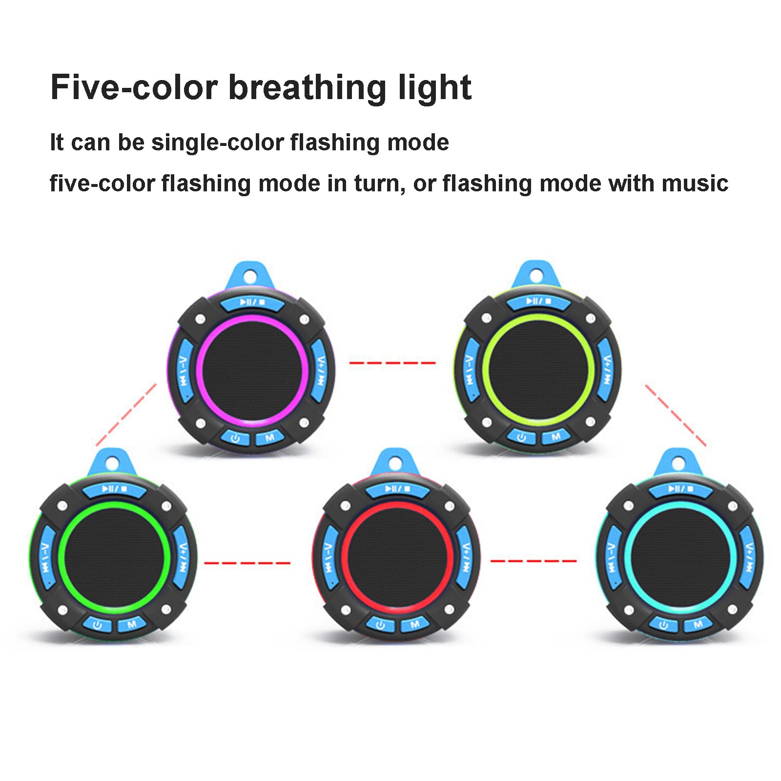 Głośnik prysznicowy Bluetooth, wodoodporne przenośne radia FM Bluetooth IPX7, ze światłem LED, prawdziwe bezprzewodowe stereo dla kajaka, plaży, prezentów dla mężczyzn,Black
