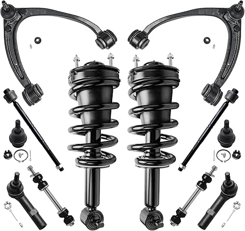 Detroit Axle - Kit de suspensión frontal de 12 piezas para Chevy GMC Suburban Silverado Sierra Yukon XL 1500 Tahoe Avalanche Escalade ESV EXT Brazos