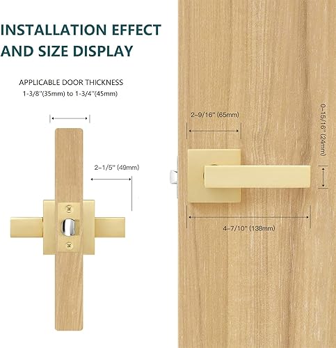 Miniatura 7 de Paquete de 1 cerradura de manija de armario y pasillo con acabado de latón manchado, manija de cerradura de puerta resistente en latón mancha para