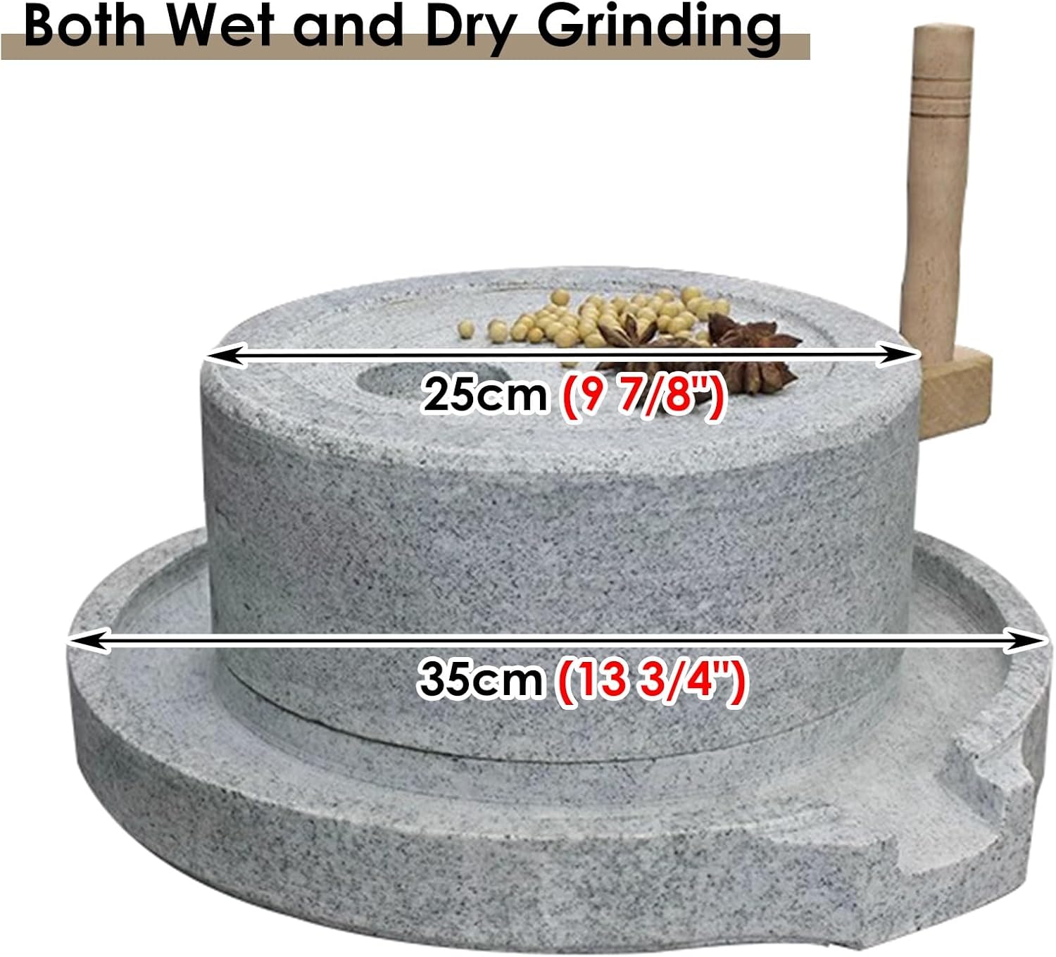 Grain Mill Stone for Spices/Soy Milk/Tea/Coffee/Flour/Wheat, Handmade Brewing Grinder Machine, Home Craft Teaching Pulverizer Decor