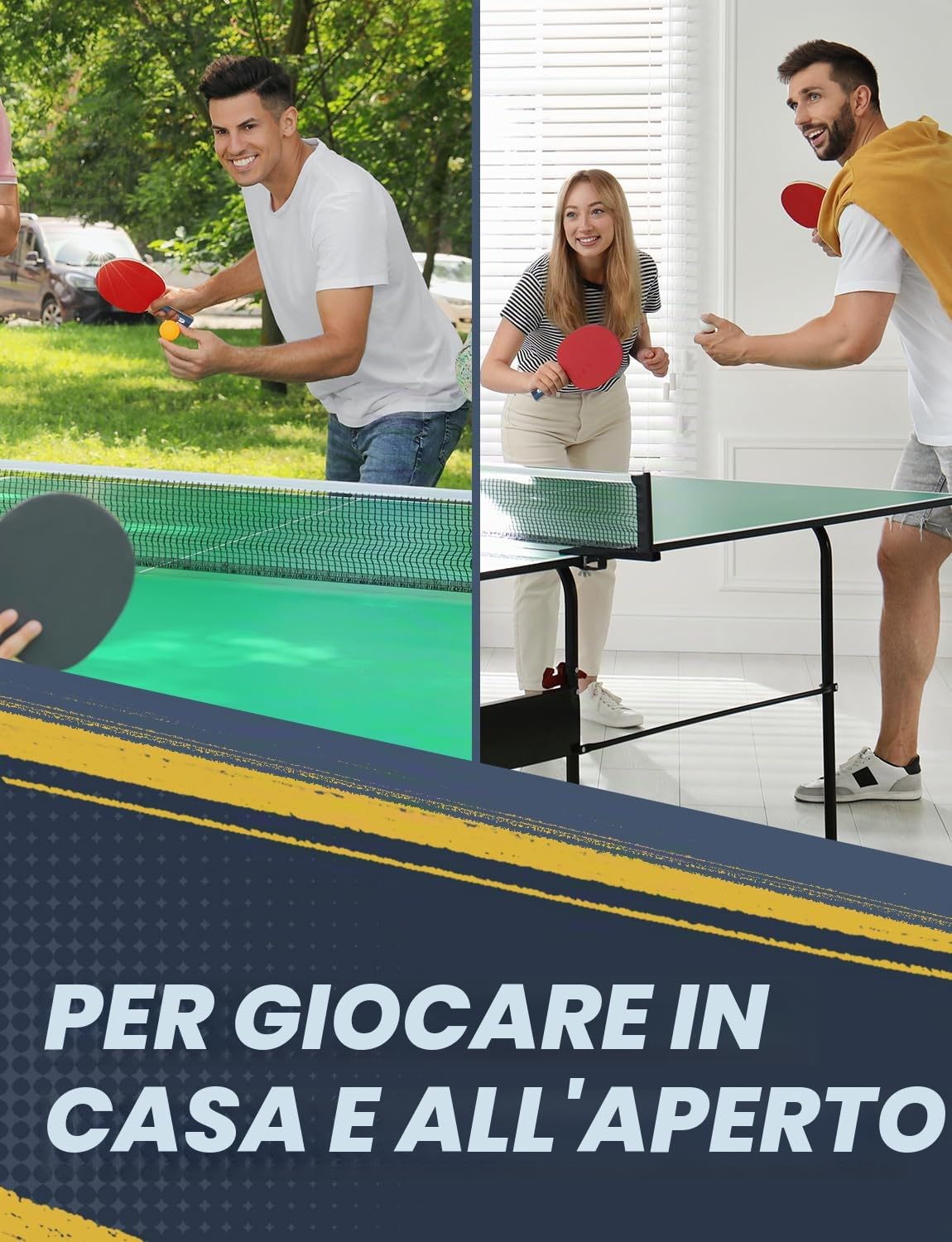 Glymnis Ping Pong Set da Tavolo Portatile, 4 Racchette da Ping Pong con Palline, Custodia per Accessori da Ping pong per Interni ed Esterni,Per Principianti,Professionisti