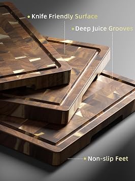 HOSHANHO 3 Packs Cutting Board Set, Extra Large Acacia Wood Cutting Boards | Durable Chopping Board for Kitchen Meal Prep, Charcuterie Board with Built-in Ergonomic Handles and Deep Juice Grooves
