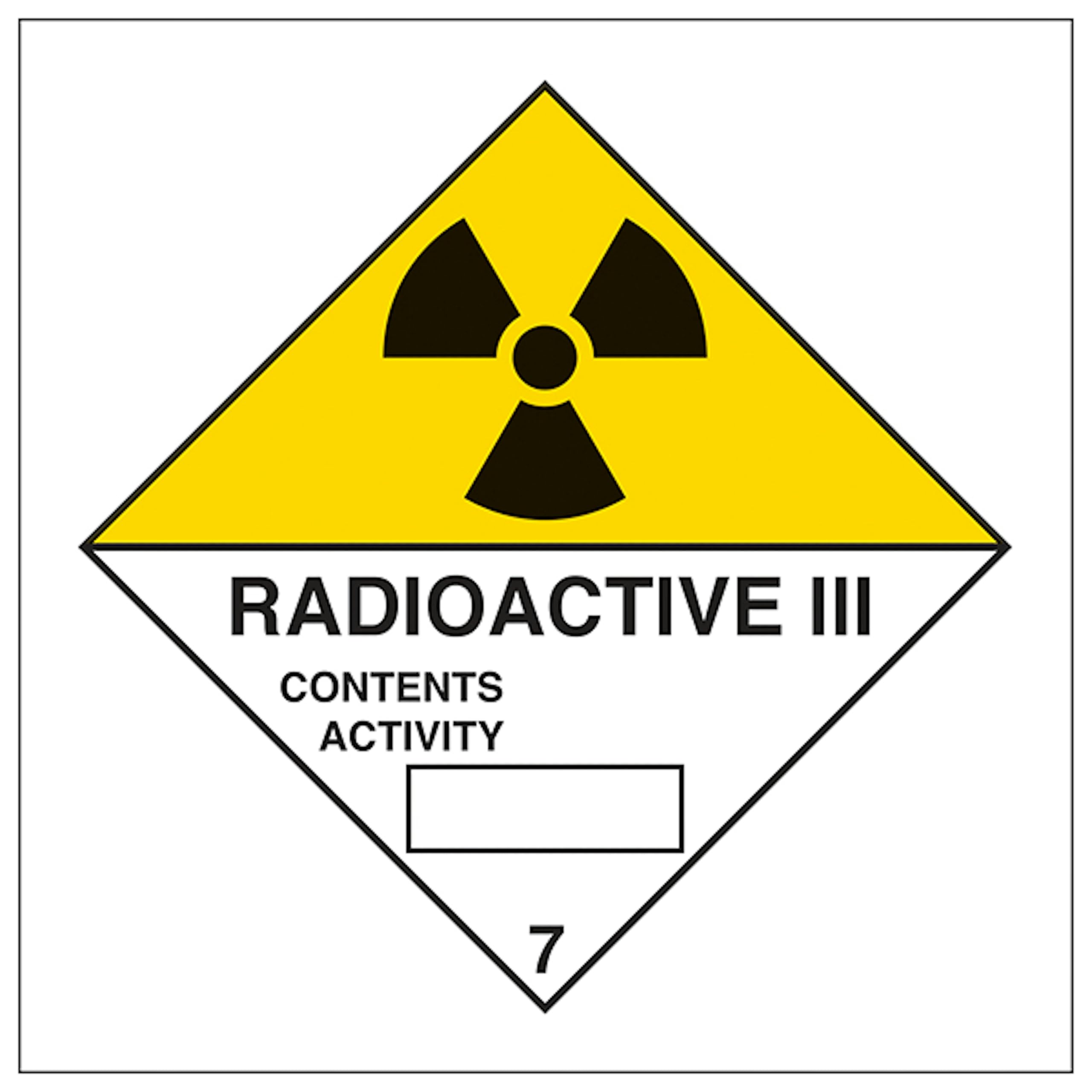 V Safety Radioactive III 100 x 100 mm - 2mm Rigid Plastic Safety Sign