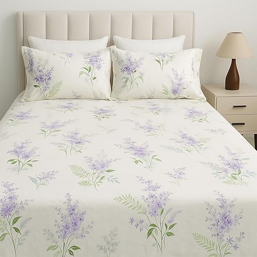 Miniatura 6 de Juego de sábanas de algodón ultrasuave y transpirable con sábana bajera de bolsillo profundo, sábana encimera y fundas de almohada, 4 piezas, tamaño