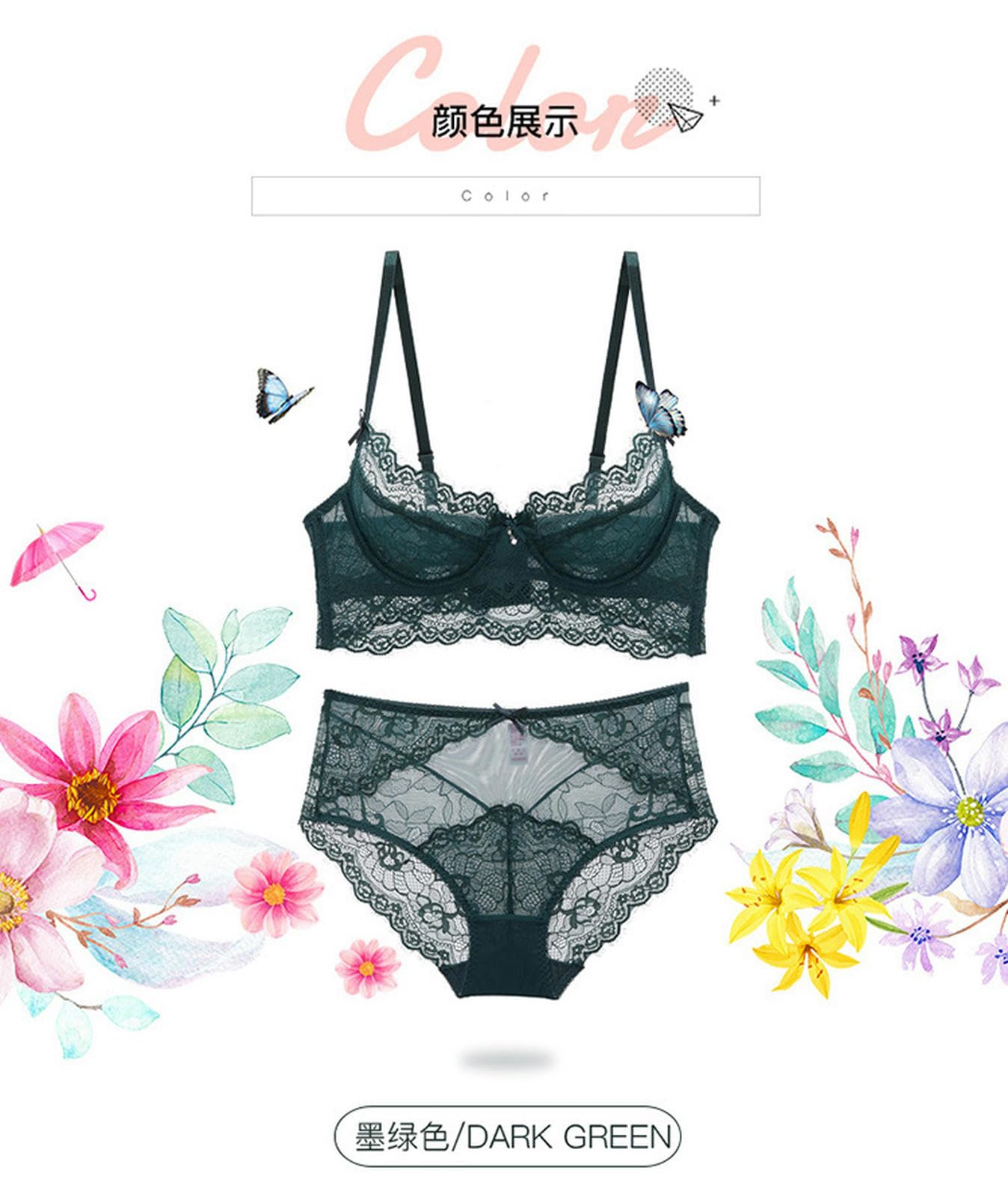 unterwäsche Frauen sexy Set Sexy Dessous Set Spitzen -BH Und Slipsets Für Frauen Spitze Unterdraht Bralette Set-grau-32 70b