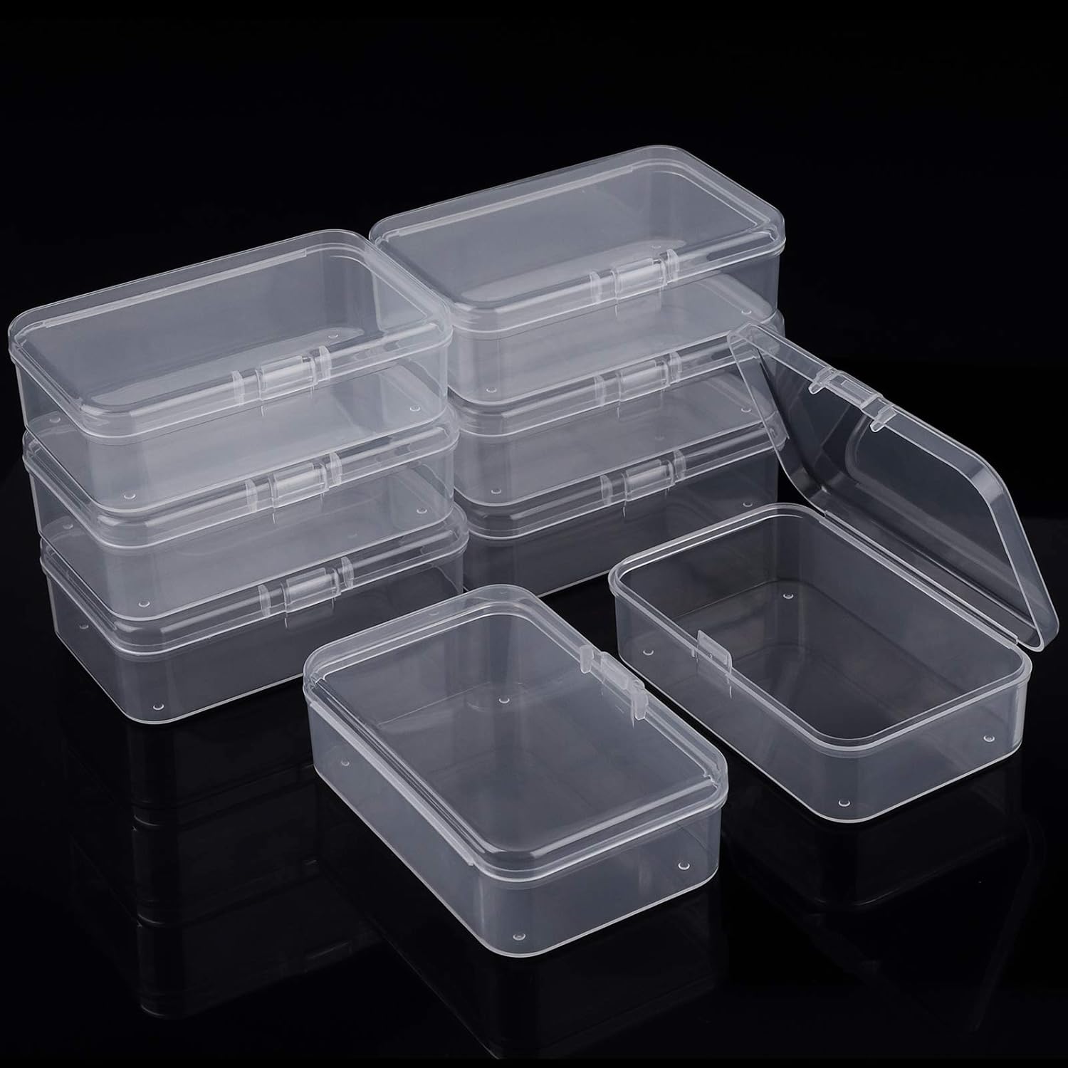 8 Pack Clear Plastic Bead Storage Containers Box with Lid, Bead Storage
