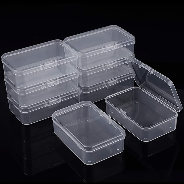 8 Pack Clear Plastic Bead Storage Containers Box with Lid, Bead Storage Box Jewelry Earplugs Storage Box for Small items, Craft, Jewelry finding, Hardware, Tiny Beads, Coin, Candy (3.26x 2.12x 1 inch)