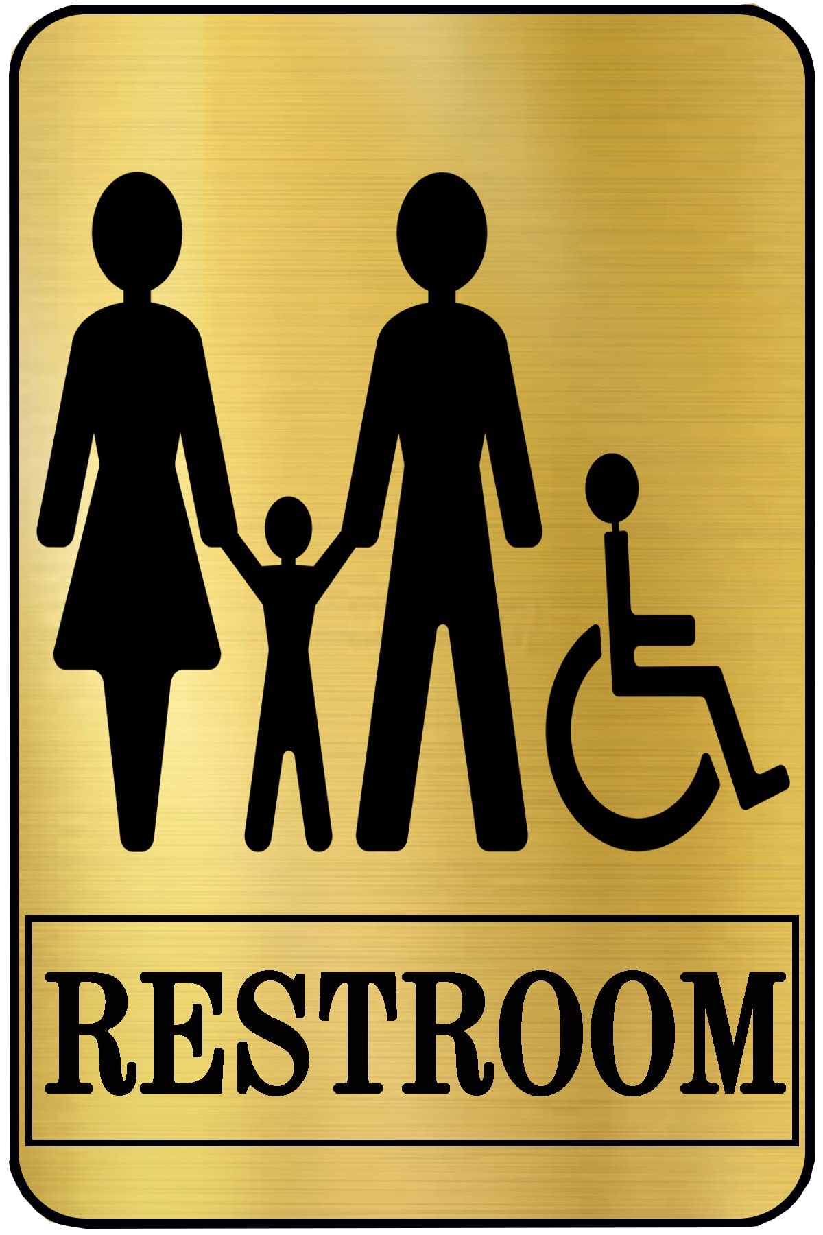 Gugan's Sign Restroom Toilet Washroom ABS Plastic Self Adhesive Signage for Office, Hospitals, Colleges, Supermarket | Engraved Golden Acrylic Sheet (6 X 4 Inches) (Family Restroom, Gold)