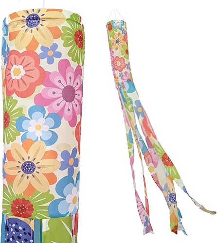 Plantilla de viento de flores brillantes, decoración duradera para colgar en exteriores, patio, jardín, patio, hogar y más  60 pulgadas