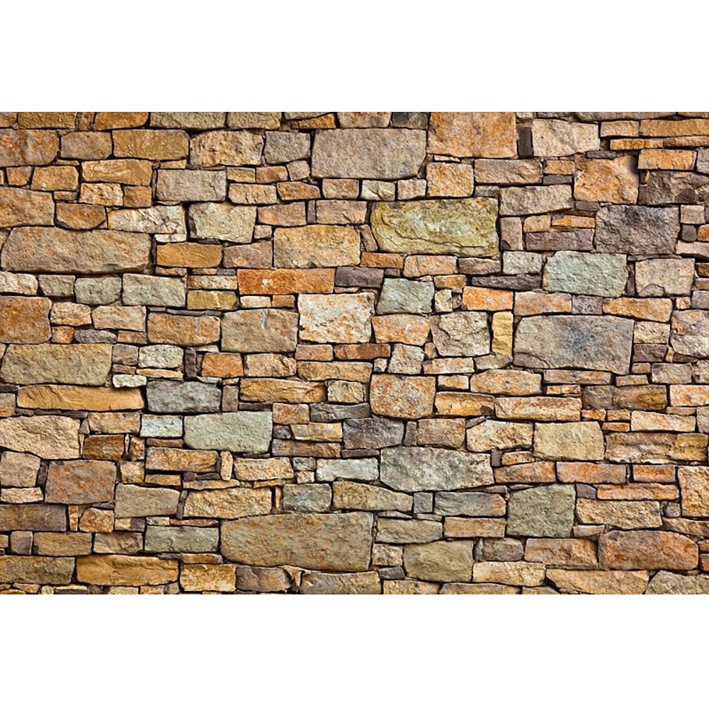 Laeacco 10x8FT Rustic Brick Wall Backdrop Vintage Brown Stone Brick Wall Texture Old House Photography Background Party Decorations Retro Wallpaper Newborn Baby Kids Adults Portrait Photo Shoot Prop