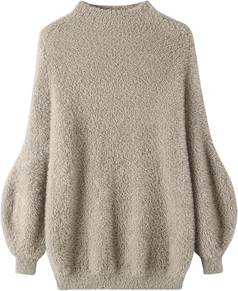 GABERLY Womens Fuzzy Chunky Mockneck Long Sleeve Sweaters Fall Winter Outfits Casual Warm Trendy Pullover Vintage Clothes