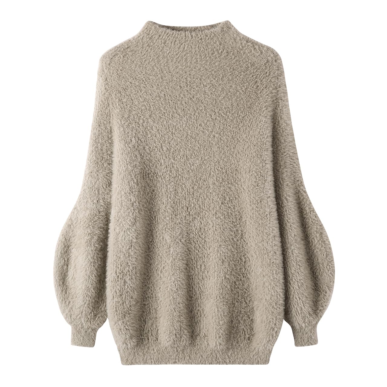 GABERLY Womens Fuzzy Chunky Mockneck Long Sleeve Sweaters Fall Winter Outfits Casual Warm Trendy Pullover Vintage Clothes
