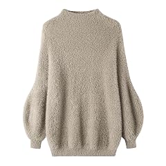 GABERLY Womens Fuzzy Chunky Mockneck Long Sleeve Sweaters Fall Winter Outfits Casual Warm Trendy Pullover Vintage Clothes